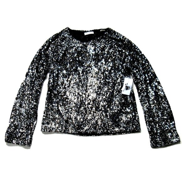 NWT Equipment Abeline in Chrome Sequin Boxy Bell Sleeve Top XS $348 - Picture 1 of 8